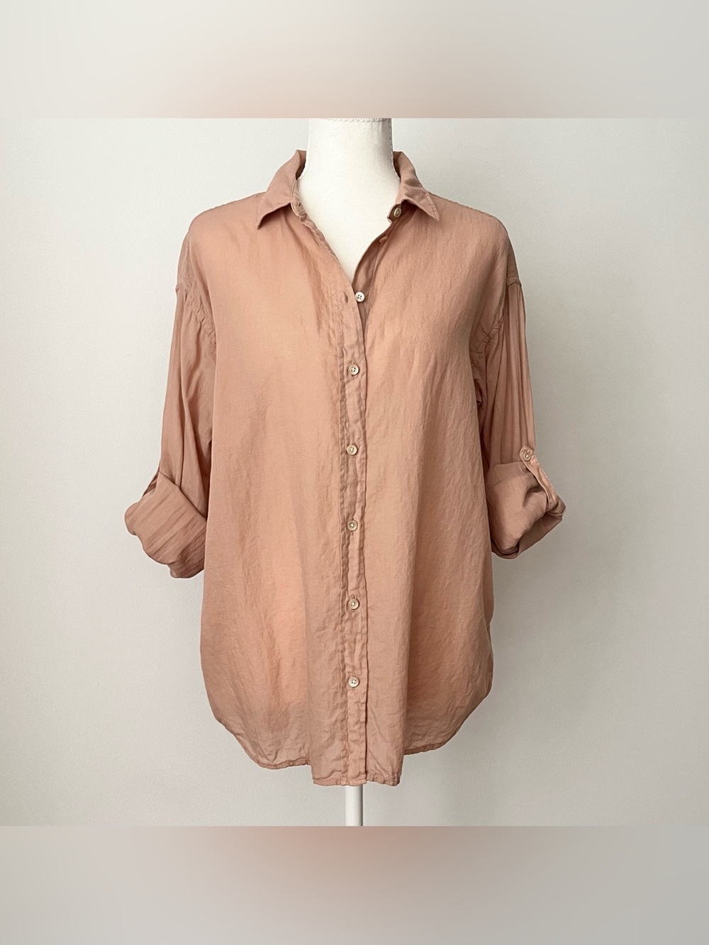 Closed Women's Button Up Blouse Size S Gauzy Cotton Nude Pink Breezy Summer Chic
